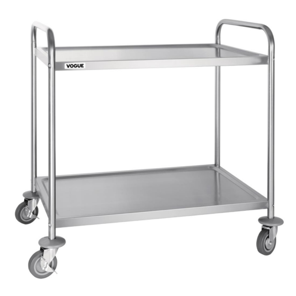 Vogue Stainless Steel 2 Tier Clearing Trolley Large