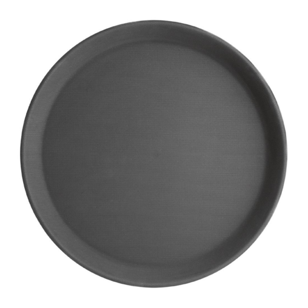 Olympia Kristallon Polypropylene Round Non-Slip Tray Black 356mm