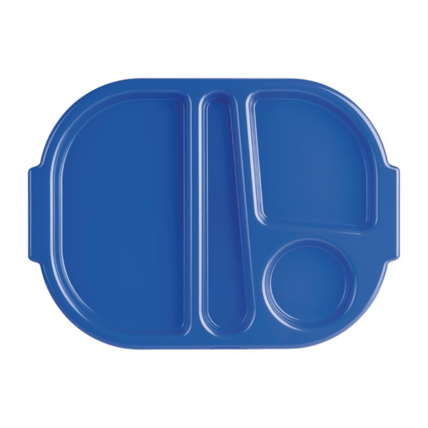 Olympia Kristallon Small Polycarbonate Compartment Food Trays Blue 322mm