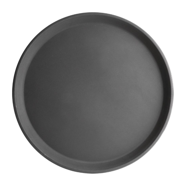 Olympia Kristallon Fibreglass Round Non-Slip Tray Black 356mm