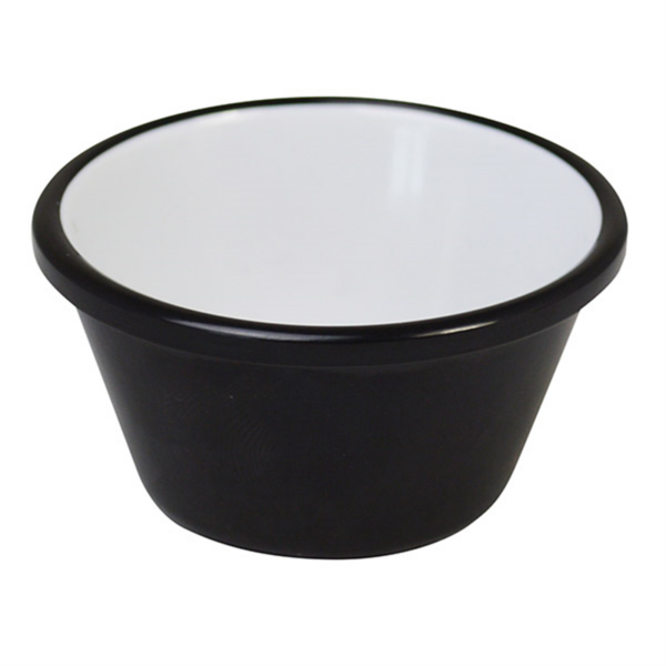 MELAMINE RAMEKIN BLACK AND WHITE PLAIN 2 OZ/59 ML PACK 12