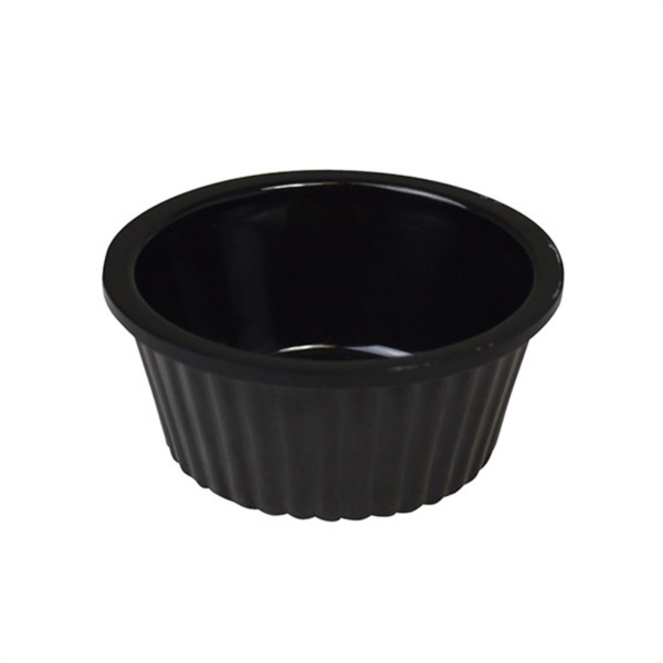 MELAMINE RAMEKIN BLACK RIBBED 1 OZ PACK 12