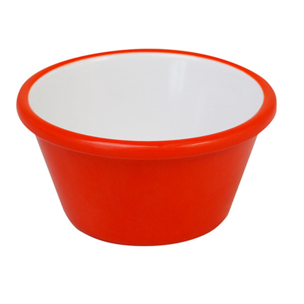 MELAMINE RAMEKIN RED AND WHITE PLAIN 2 OZ/59ML PACK 12