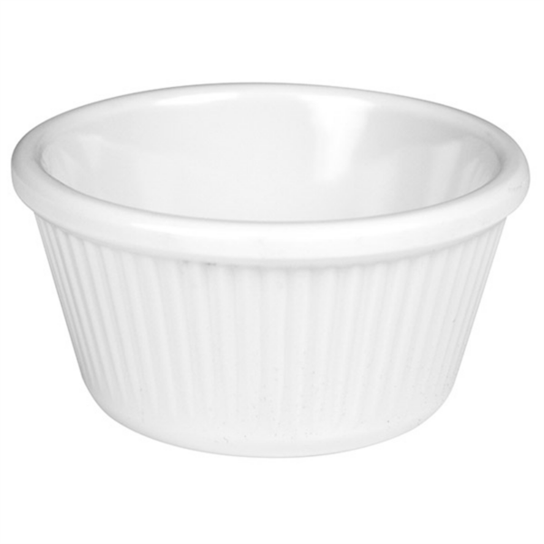 MELAMINE RAMEKIN WHITE RIBBED 1 OZ PACK 12