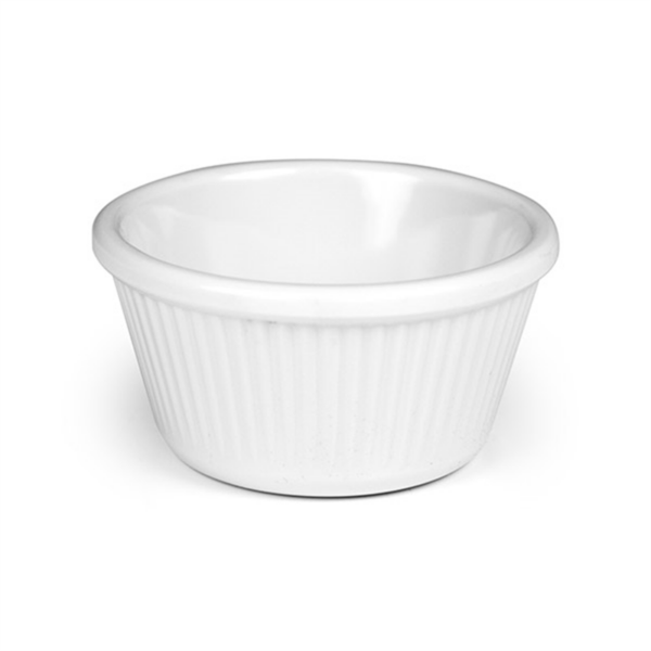 MELAMINE RAMEKIN WHITE RIBBED 4 OZ PACK 6